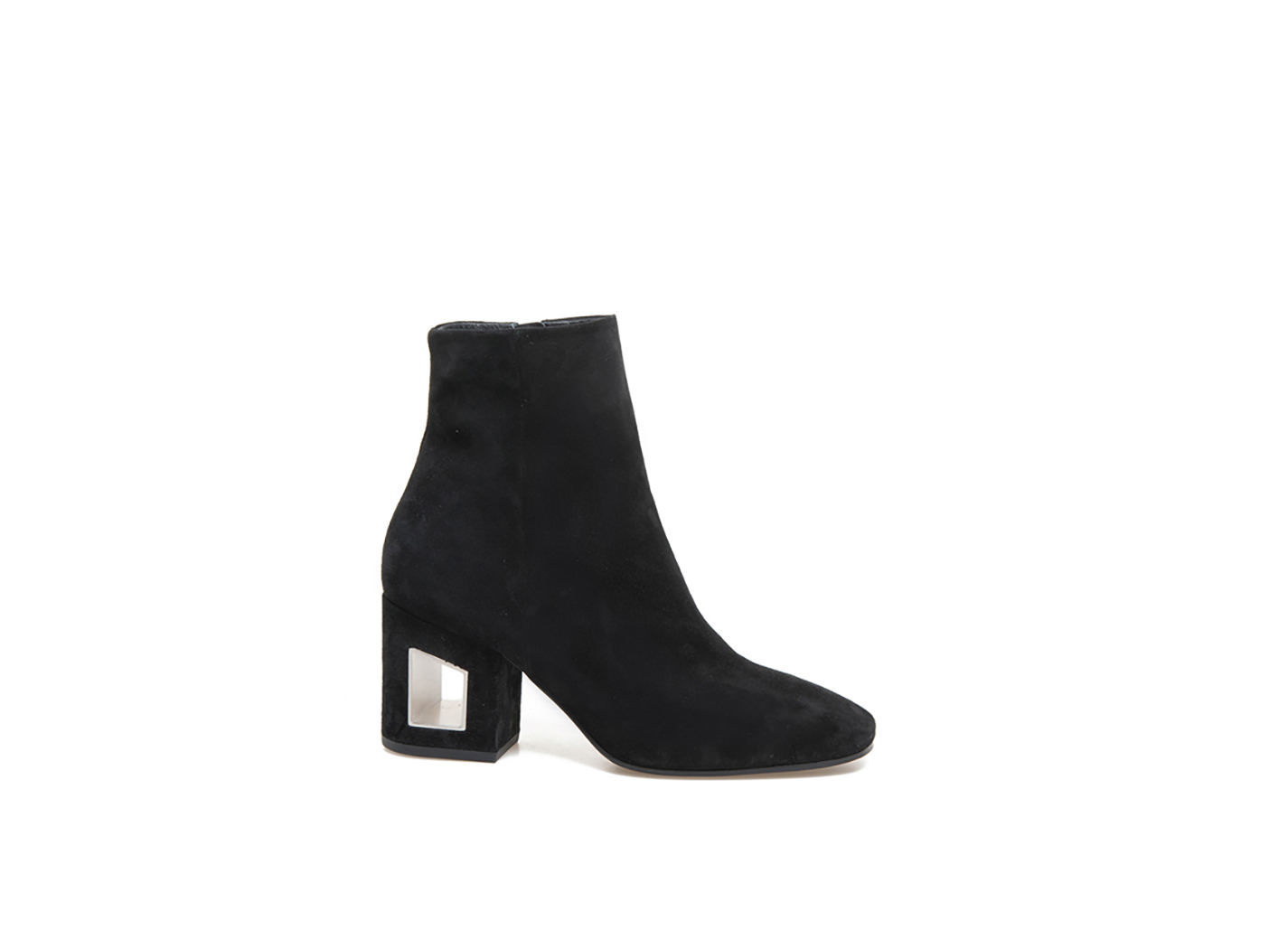 black perforated ankle boots