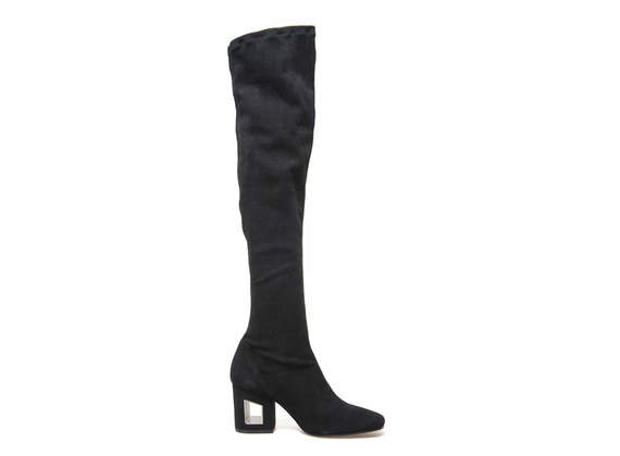 Boots in stretch chamois with perforated heel - Black