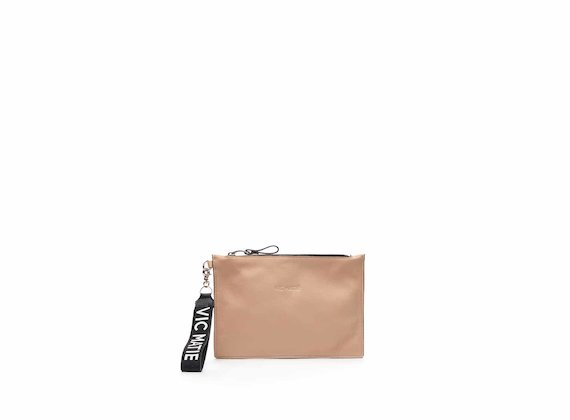 Madeline nude nappa leather clutch - Powder