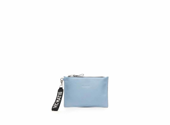 Madeline powder blue mirrored leather clutch - Light Blue