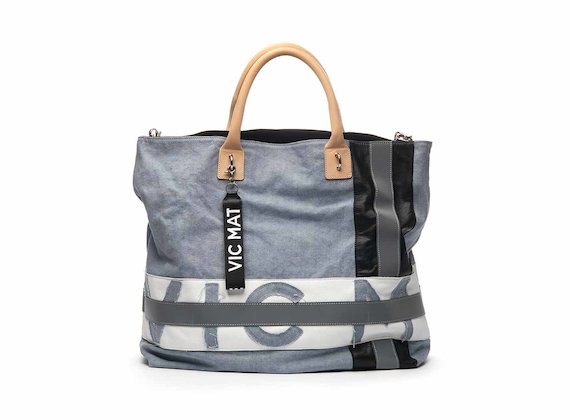 Joyce cotton shopper bag with logo - Light Blue
