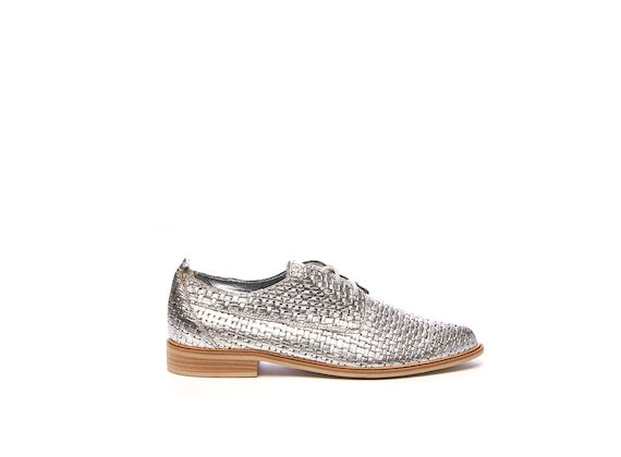 Silver braided leather Derby shoe - Silver