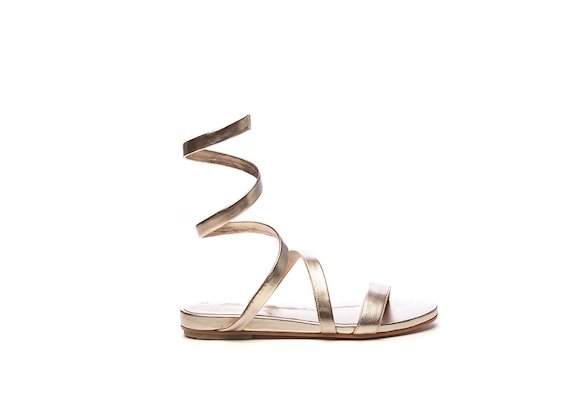 Sandales avec bracelet de cheville en serpentin couleur or rose - Or Rosé