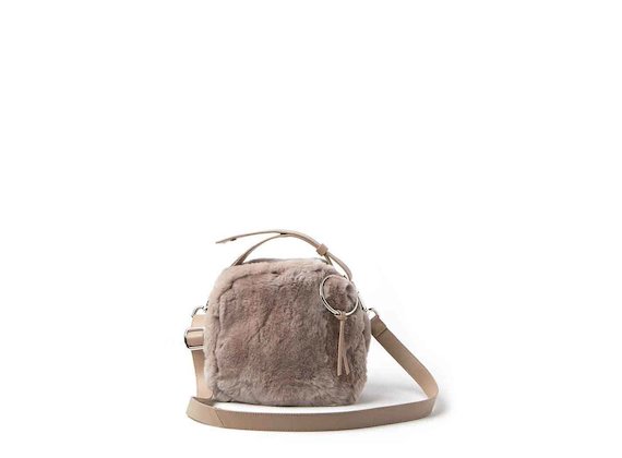 Clarissa<br />dusty pink fur mini bag with ring