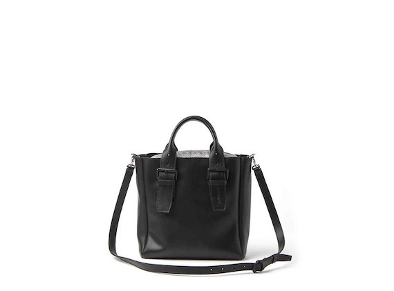 Anna<br />mini shopper bag with buckles - Black / Silver