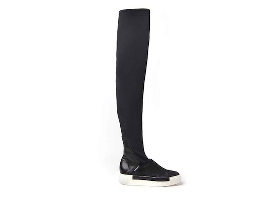 Thigh-high boots with sneaker sole - Black / White