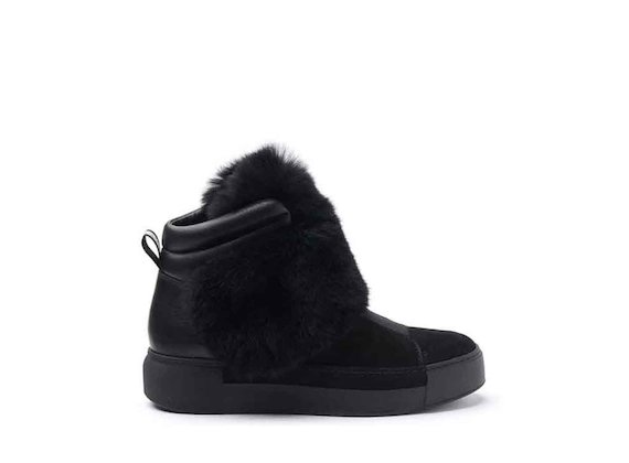 Sneaker modello basket in pelliccia - Nero