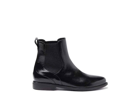 Patent leather Chelsea boots with leather sole - Black