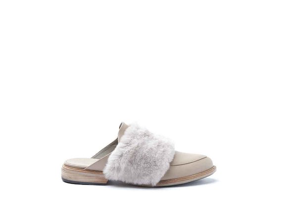 Dusty pink slip-ons with fur band - Powder