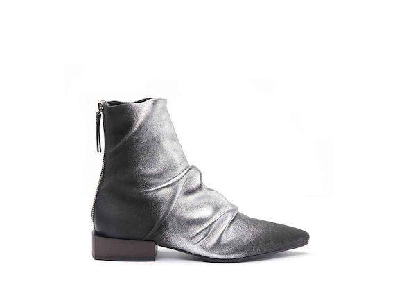 Slouch ankle boots with metallic coating