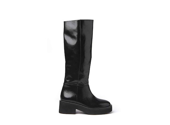 Naplak stove pipe boots with rubber sole - Black