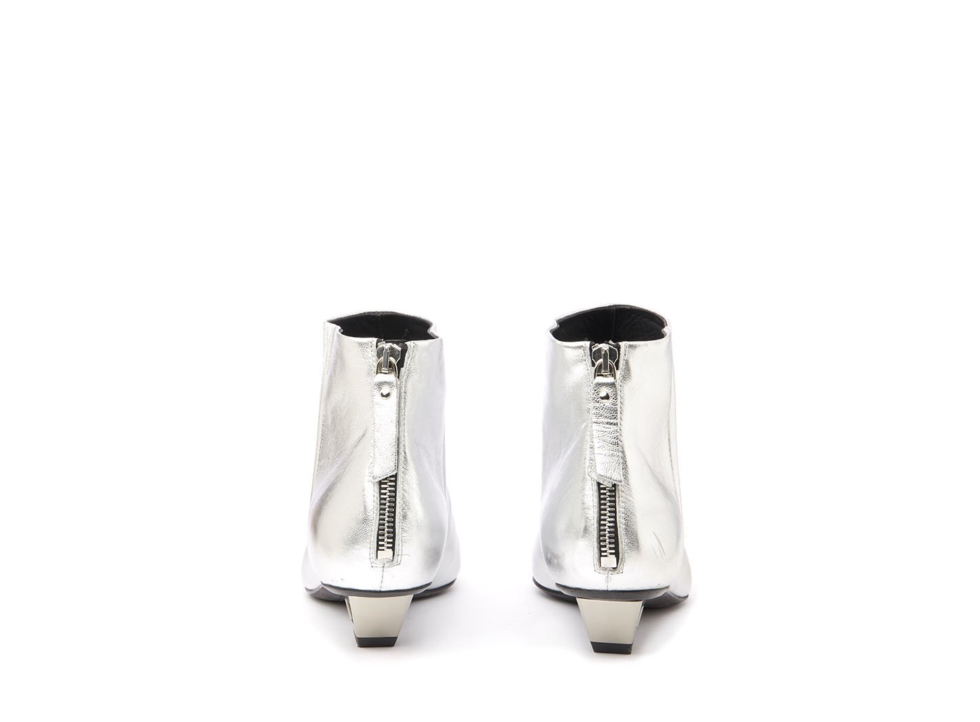Out Stiefelette Silberfarben Metallic Optik Absatz Mit Cut In K1JFTlc3