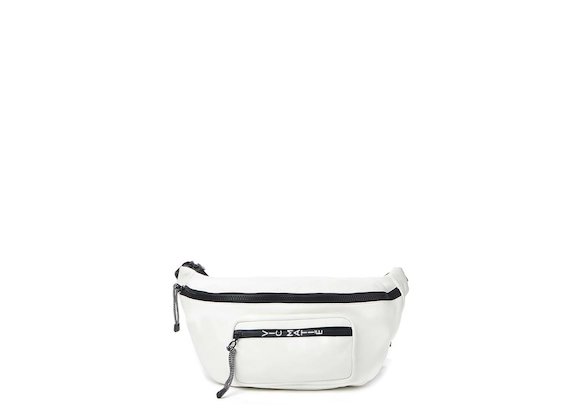 Andrea<br>White maxi bum bag and mini backpack