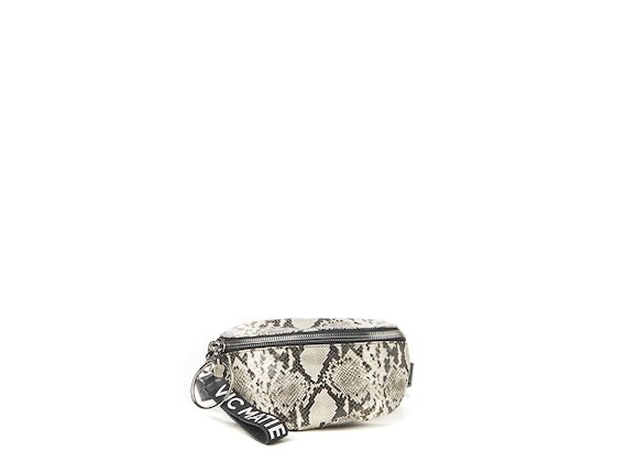 Ginger<br />Beige snakeskin-effect bumbag with large metal zip - Beige