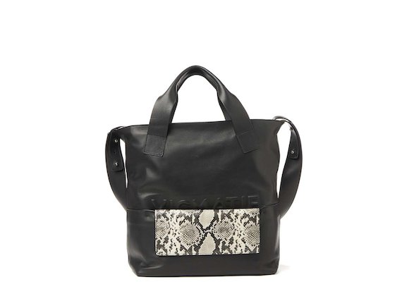 Petra<br>Shopper bag with removable snakeskin-effect clutch - Black / Multicolour