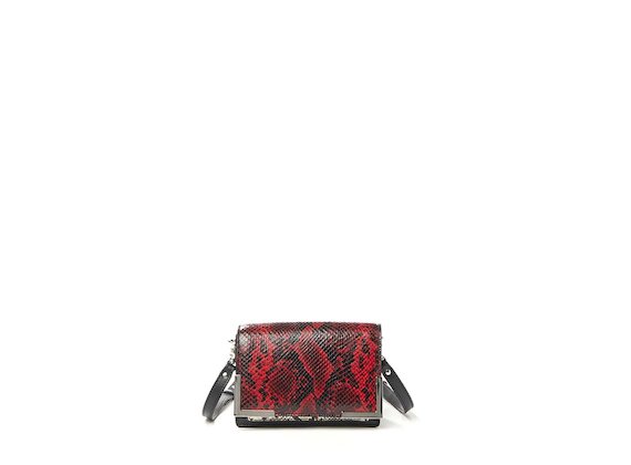 Talita<br>Mini bag con patta effetto rettile rossa