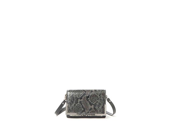 Talita<br>Mini bag with anthracite snakeskin-effect flap - Multicoloured