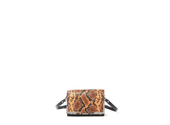 Talita<br>Mini bag with cognac snakeskin-effect flap - Multicoloured