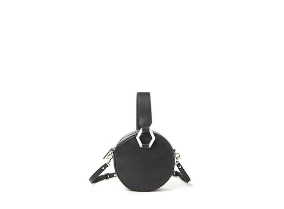 Rania<br>Round mini bag with metal accessory - Black