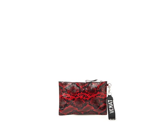Madeline<br>Pochette effet reptile rouge - Red
