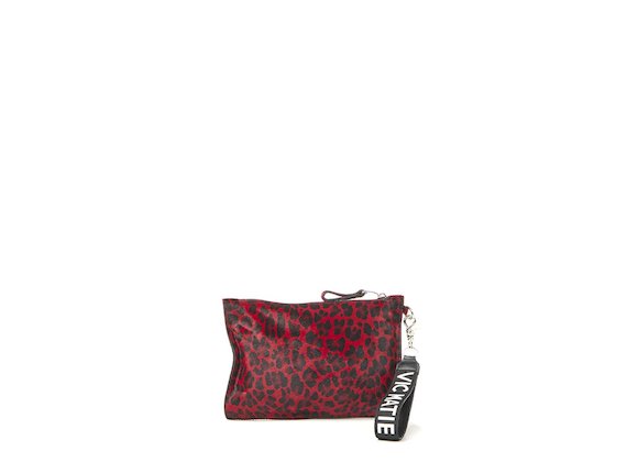 Madeline<br>Red leopard-print clutch
