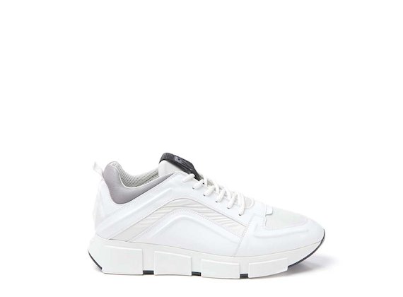 White leather and nylon trainer - White