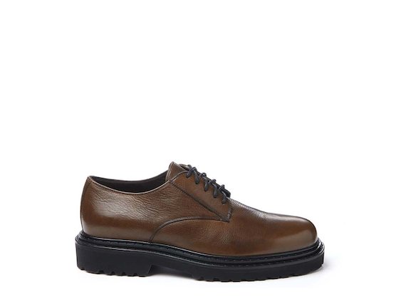 Leather-coloured Derby shoe - Brown