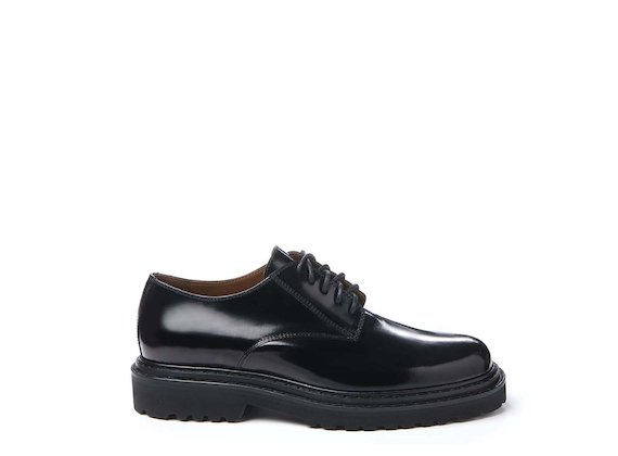 Brushed leather Derby shoe - Black