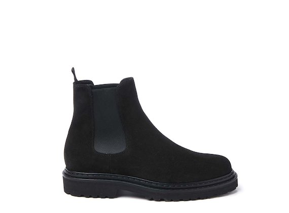 Black crust leather Beatle boot - Black