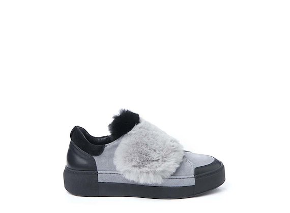 Trainer with fur flap - Grey