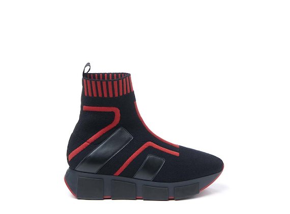 Sock trainer with red inserts - Red / Black