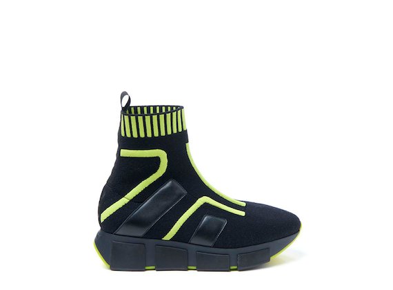 Sock trainer with neon yellow inserts - Yellow / Black