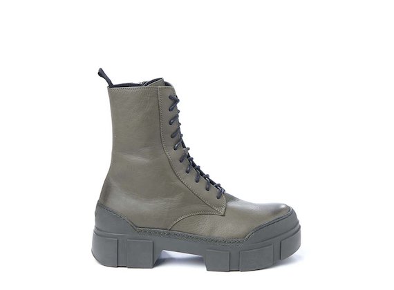 Army green leather combat boot - Green