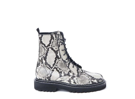 Rock snakeskin-effect leather combat boot - Multicoloured