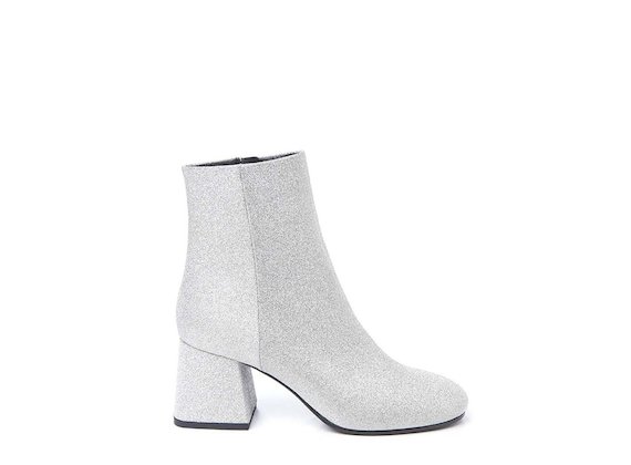 Glitter ankle boot with flared heel