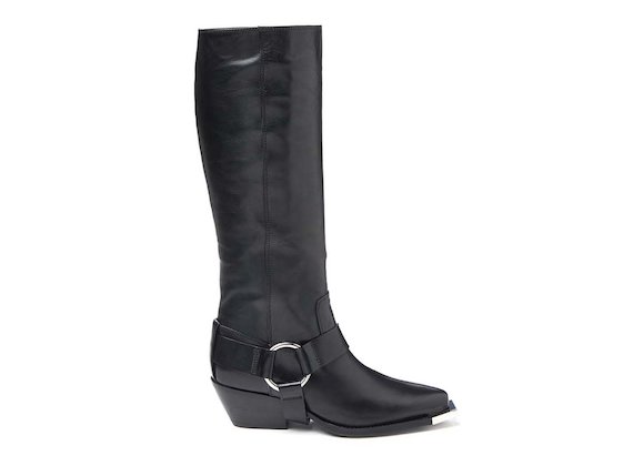 Boot with strap and metal toe - Black