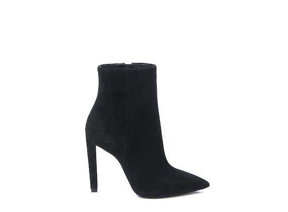Black suede heeled ankle boot with stiletto heel - Black