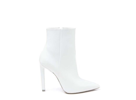 White ankle boot with stiletto heel