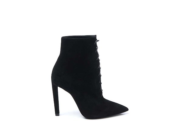 Lace-up ankle boot with stiletto heel - Black