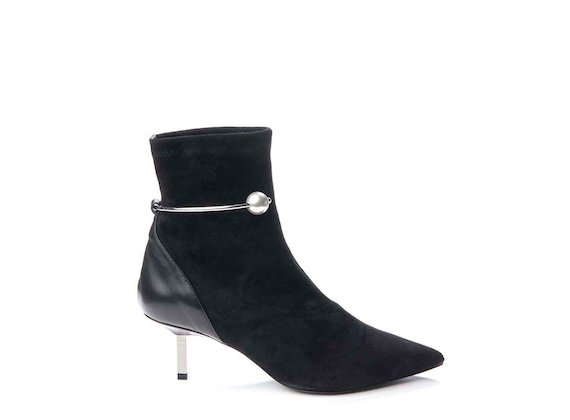 Stivaletto con cavigliera perla - Nero