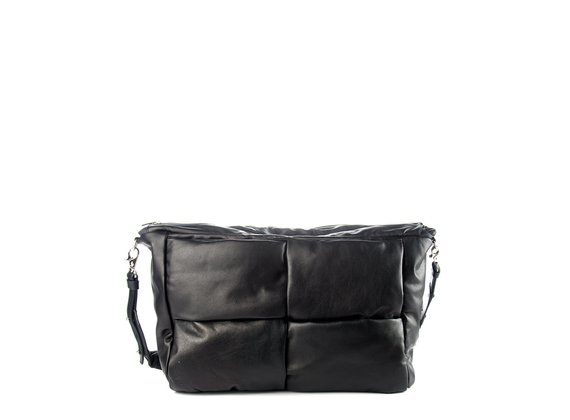 Alanis<br />Black leather/nylon shoulder bag - Black