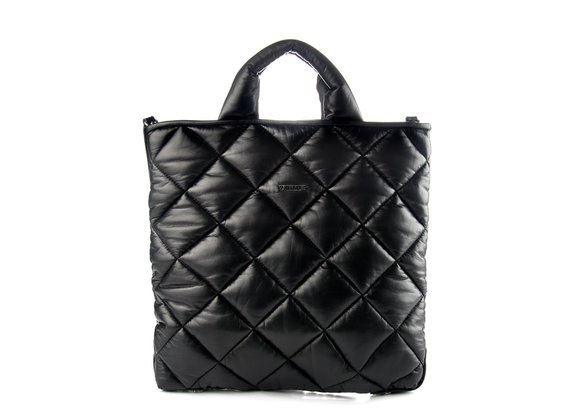 Gaia<br />Quilted black leather shopper bag - Black