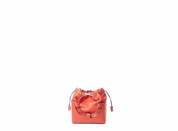 Hazel<br />Coral red mini bag with plexiglass handle - Red