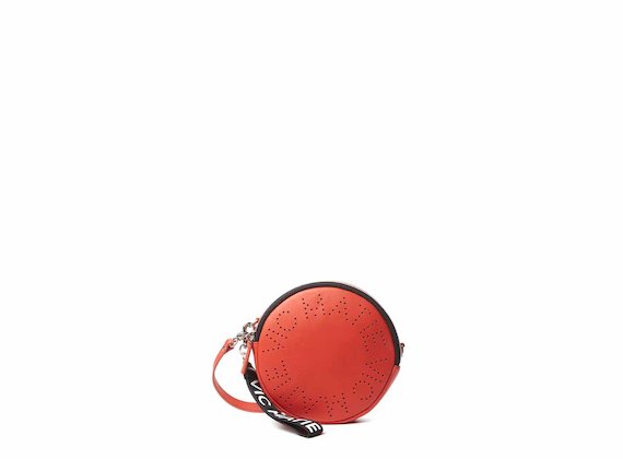 Noriko<br />Coral red circle bag with openwork logo