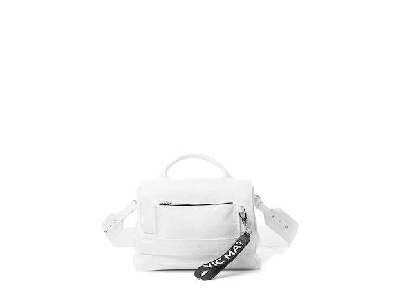 Uma<br />Supple white satchel bag with pocket - White