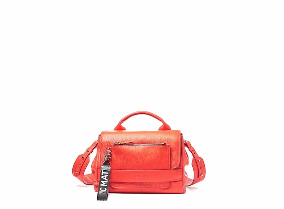 Uma<br />Supple coral red satchel bag with pocket - Red