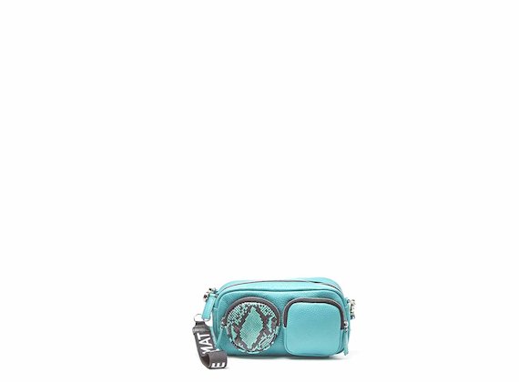 Kaila<br />Turquoise mini bag with large pockets - Aquamarine