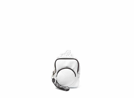 Beverly<br />Mini white backpack with plexiglass handle - White