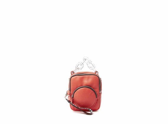 Beverly<br />Mini coral red backpack with plexiglass handle - Red