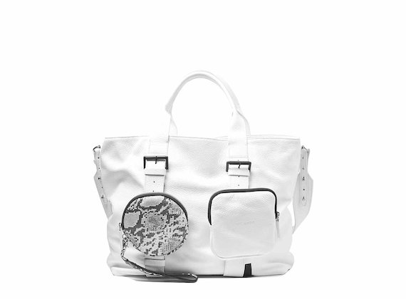 Beth<br />White shopping bag with removable pouches - White